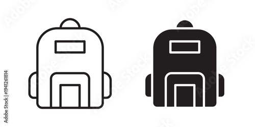 Backpack icon for web, design. Linear illustrations, editable strokes