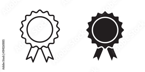 Badge icon for web, design. Linear illustrations, editable strokes