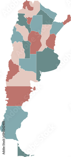 Argentina Map with Administrative Provinces and Topographic Terrain
