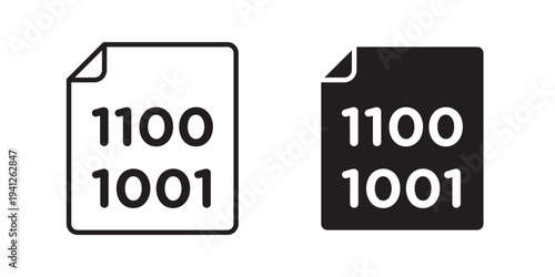 Binary code icon for web, design. Linear illustrations, editable strokes