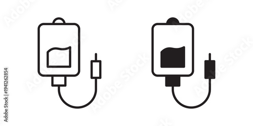 Blood transfusion icon for web, design. Linear illustrations, editable strokes