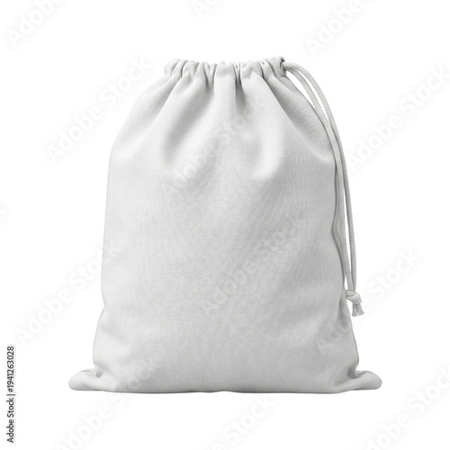 Cuadro en lienzo White canvas drawstring bag isolated on black background