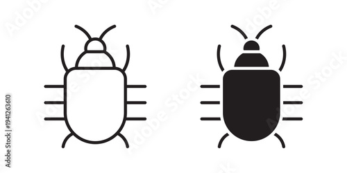 Bug icon for web, design. Linear illustrations, editable strokes
