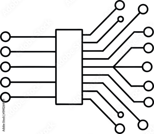 fiber optic line art vector illustration on transparent background