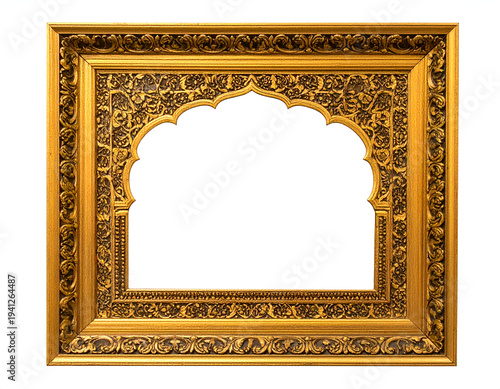 Ornate gold frame with intricate floral carvings and arched top