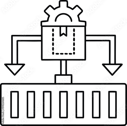 docker line art vector illustration on transparent background