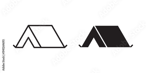 Camping icon for web, design. Linear illustrations, editable strokes