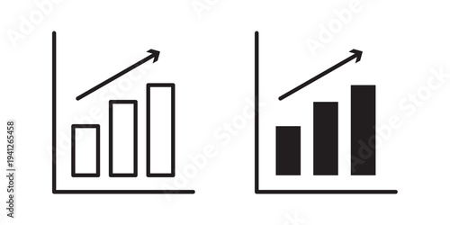 Chart histogram icon for web, design. Linear illustrations, editable strokes