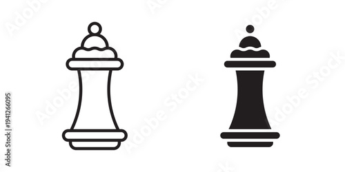 Chess queen icon for web, design. Linear illustrations, editable strokes