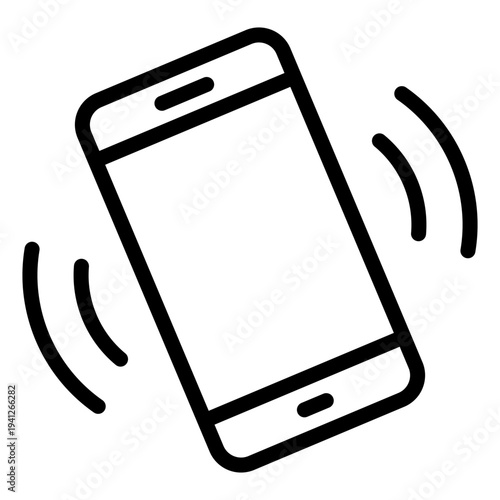 Vibrating smartphone icon with motion waves mobile phone vibration alert notification concept for incoming call message alarm mobile device interface symbol