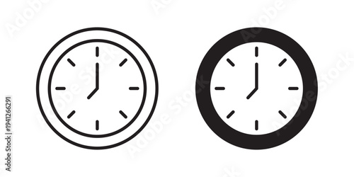 Clock icon for web, design. Linear illustrations, editable strokes