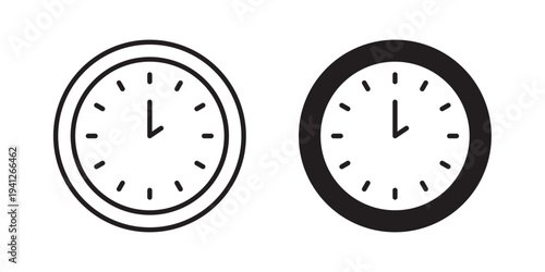 Clock two icon for web, design. Linear illustrations, editable strokes
