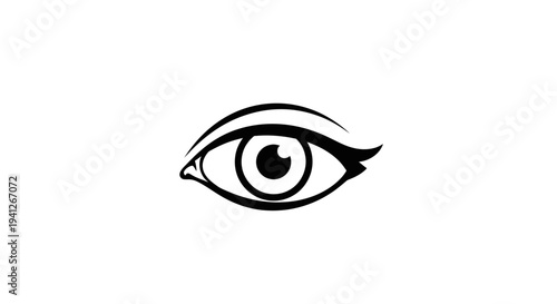Stylized Black and White Eye Icon, Symbol of Vision, Insight, and Awareness