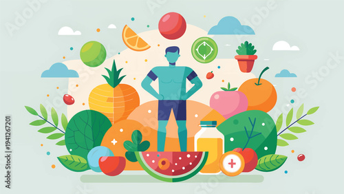 Balanced Diet Wellness Healthy Living Illustration.eps