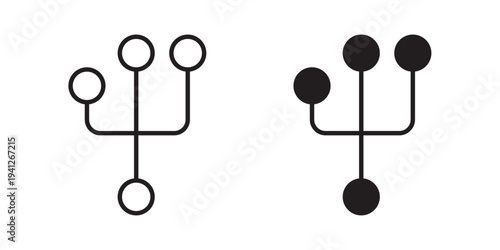 Code branch icon for web, design. Linear illustrations, editable strokes