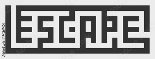 Escape Word Maze Typography – Puzzle Style Vector Illustration