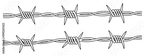 Barbed wire fence strands illustrated with a single continuous line