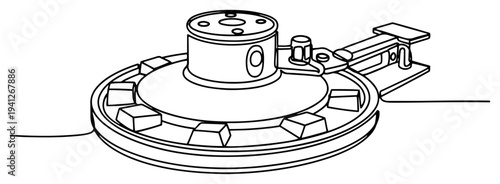 Continuous one line drawing of a landmine military explosive device in minimalist style
