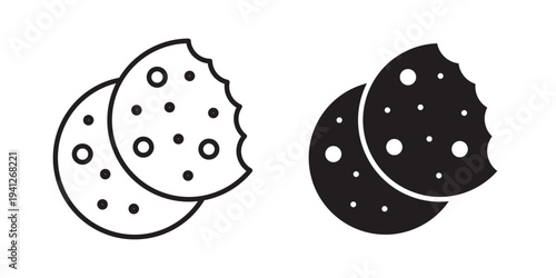 Cookie icon for web, design. Linear illustrations, editable strokes