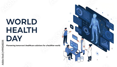 World Health Day Futuristic Digital Healthcare Innovation Illustration.eps
