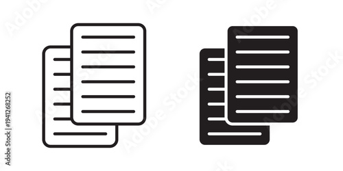 Copy icon for web, design. Linear illustrations, editable strokes