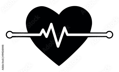 Print Heartbeat Pulse Heart Icon Medical Erg Stock Vector