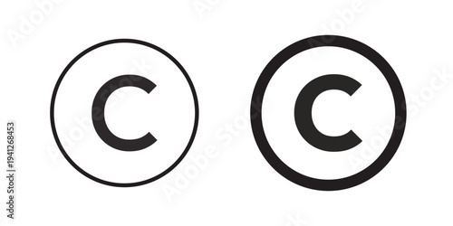 Copyright icon for web, design. Linear illustrations, editable strokes