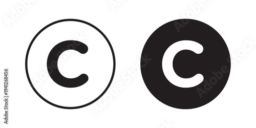 Copyright icon for web, design. Linear illustrations, editable strokes