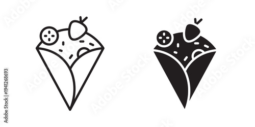 Crepe icon for web, design. Linear illustrations, editable strokes