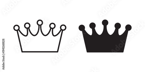 Crown icon for web, design. Linear illustrations, editable strokes