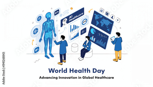 World Health Day AI Global Healthcare Innovation Illustration.eps