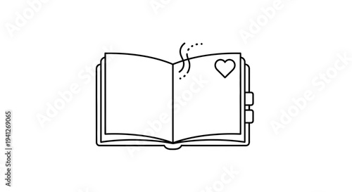 Open Book with Heart and Steam Icon, Symbolizing Love, Reading, and Ideas