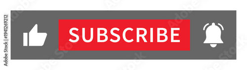 Subscribe button with like icon and notification bell social media interface element for video channel promotion content engagement banner digital marketing illustration for streaming platform