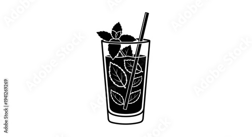 Refreshing Mint Cocktail Icon Silhouette