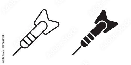 Dart icon for web, design. Linear illustrations, editable strokes