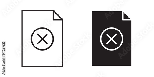 Delete Document icon for web, design. Linear illustrations, editable strokes