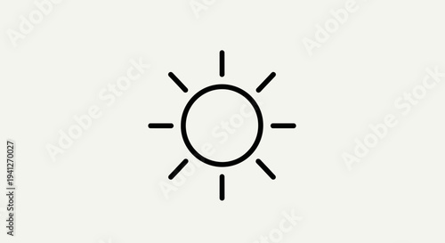Minimalist Sun Icon, Simple Line Art, Bright Sunny Day Symbol, Graphic Element