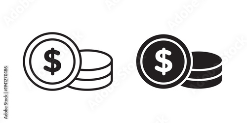 Dollar icon for web, design. Linear illustrations, editable strokes