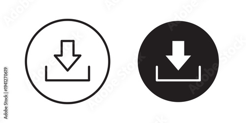 Download arrow icon for web, design. Linear illustrations, editable strokes