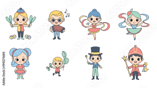 Cute kids fairy tale fantasy character illustration set