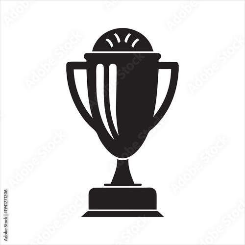 cricket trophy silhouette, trophy black vector icon