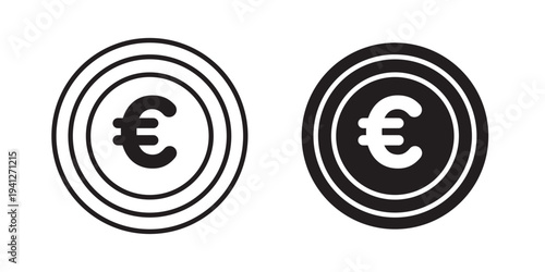 Euro icon for web, design. Linear illustrations, editable strokes
