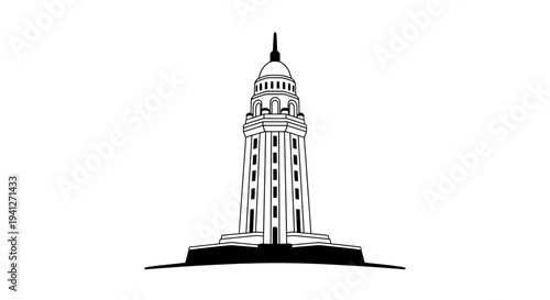 Iconic Lighthouse Silhouette on White Background