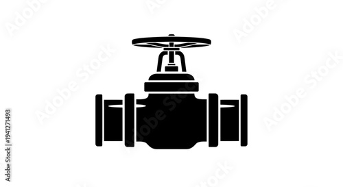 Industrial Gate Valve Icon, Plumbing and Water Supply Control Symbol