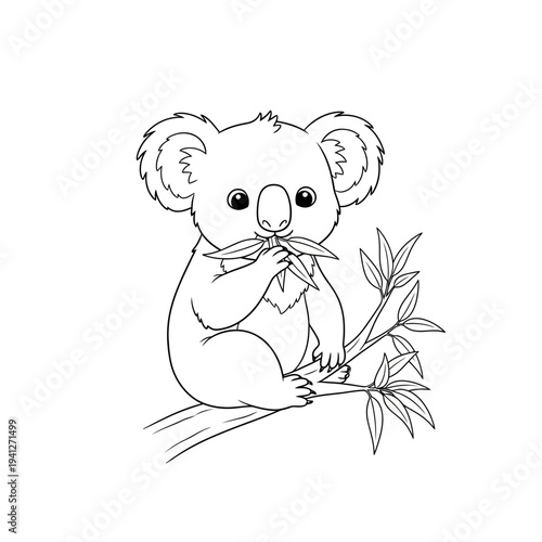 Koala eating leaves on a branch