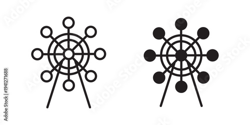 Ferris wheel icon for web, design. Linear illustrations, editable strokes