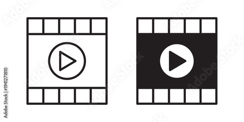 Film icon for web, design. Linear illustrations, editable strokes