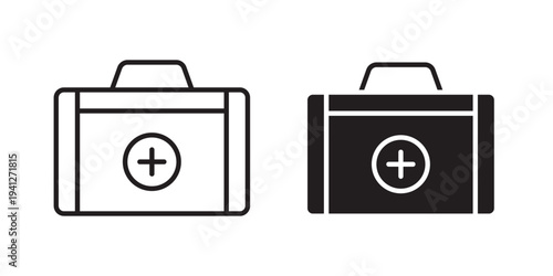 First aid kit icon for web, design. Linear illustrations, editable strokes