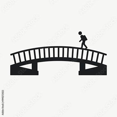 Person walking on bridge, concept of travel, exploration, or outdoor activity. Useful for articles on hiking, nature, and adventure.