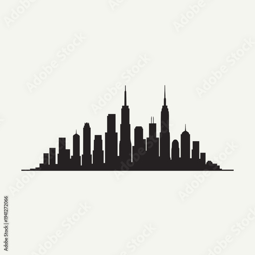 City skyline silhouette featuring iconic buildings and skyscrapers, representing urban life and modern architecture. Useful for articles on city development and architecture.